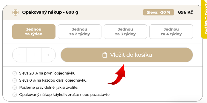 opakovaný nákup - vložit do košíku
